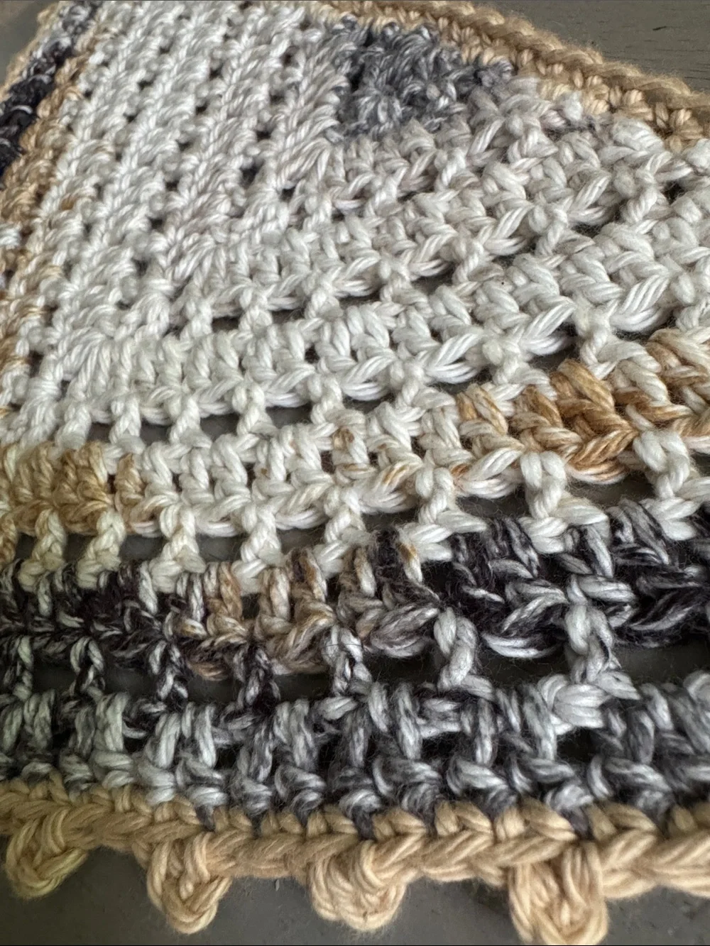 Crochet Bandana Hair Scarf Kerchief - Festival Cottage Core Boho - 100% Cotton
